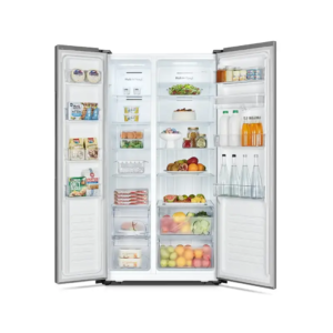 Réfrigérateur Side By Side Inverter Hisense inox ouvert